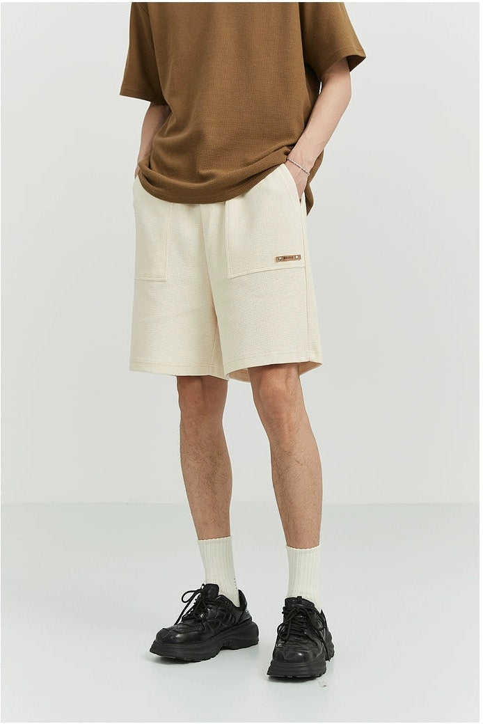 Textured Jogger Shorts with Patch Pocket Detail