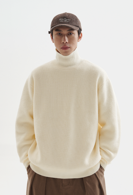 Ribbed Oversized Funnel-Neck Sweater - nightcity clothing