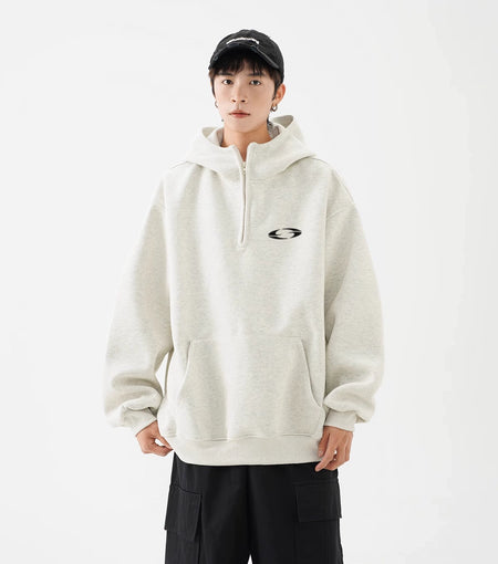 Oversized Pullover Logo-Print Hoodie with Kangaroo Pocket