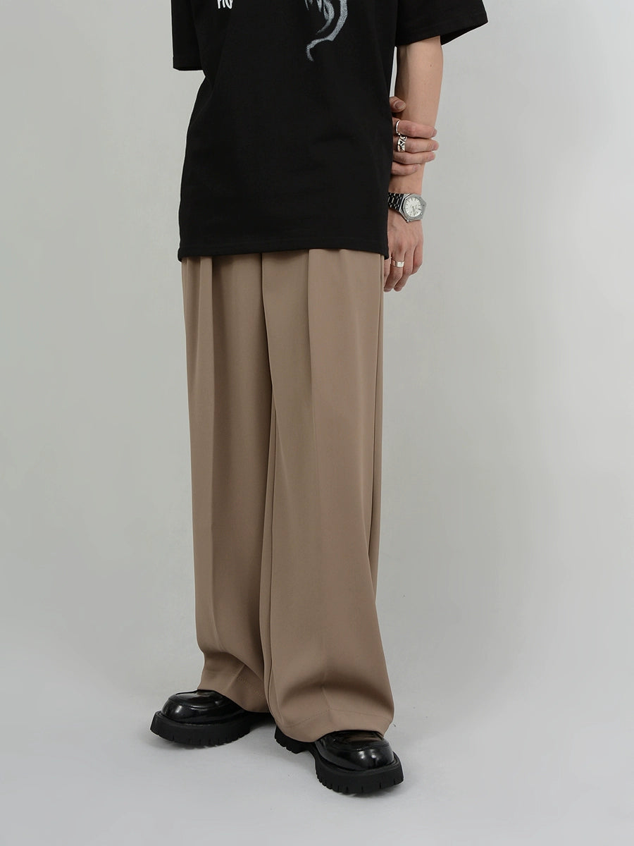 Wide Leg Tailored Pleated Trousers