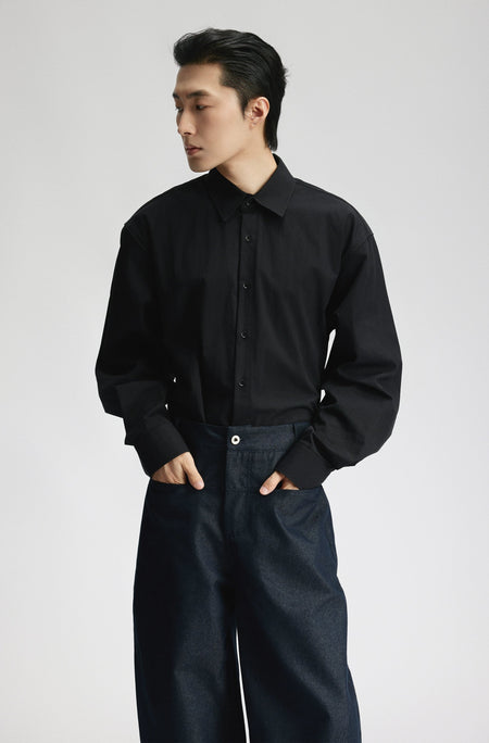 Oversized Long Sleeve Cotton Blend Button Shirt - nightcity clothing