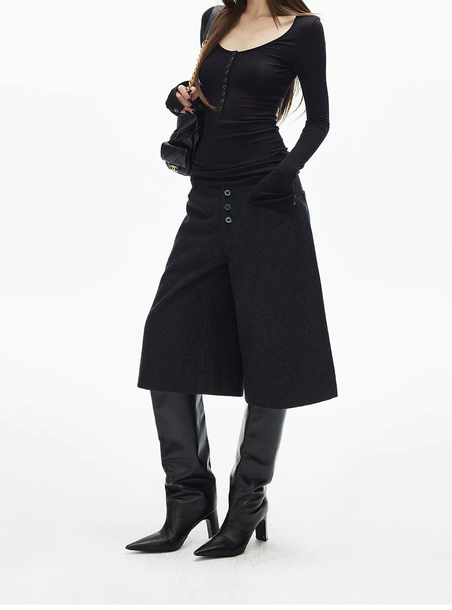 Wool Blend Bermuda Capri Shorts - nightcity clothing