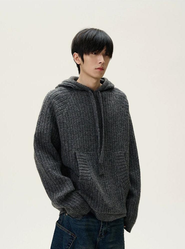 Chunky Ribbed Knit Hooded Sweater