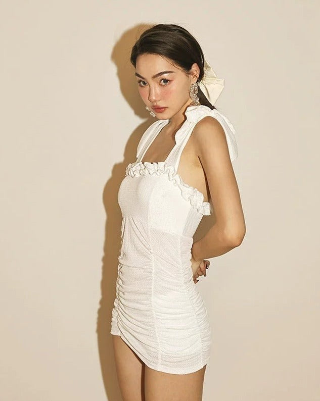 Ruffle Shoulder One-Piece Textured Swimsuit