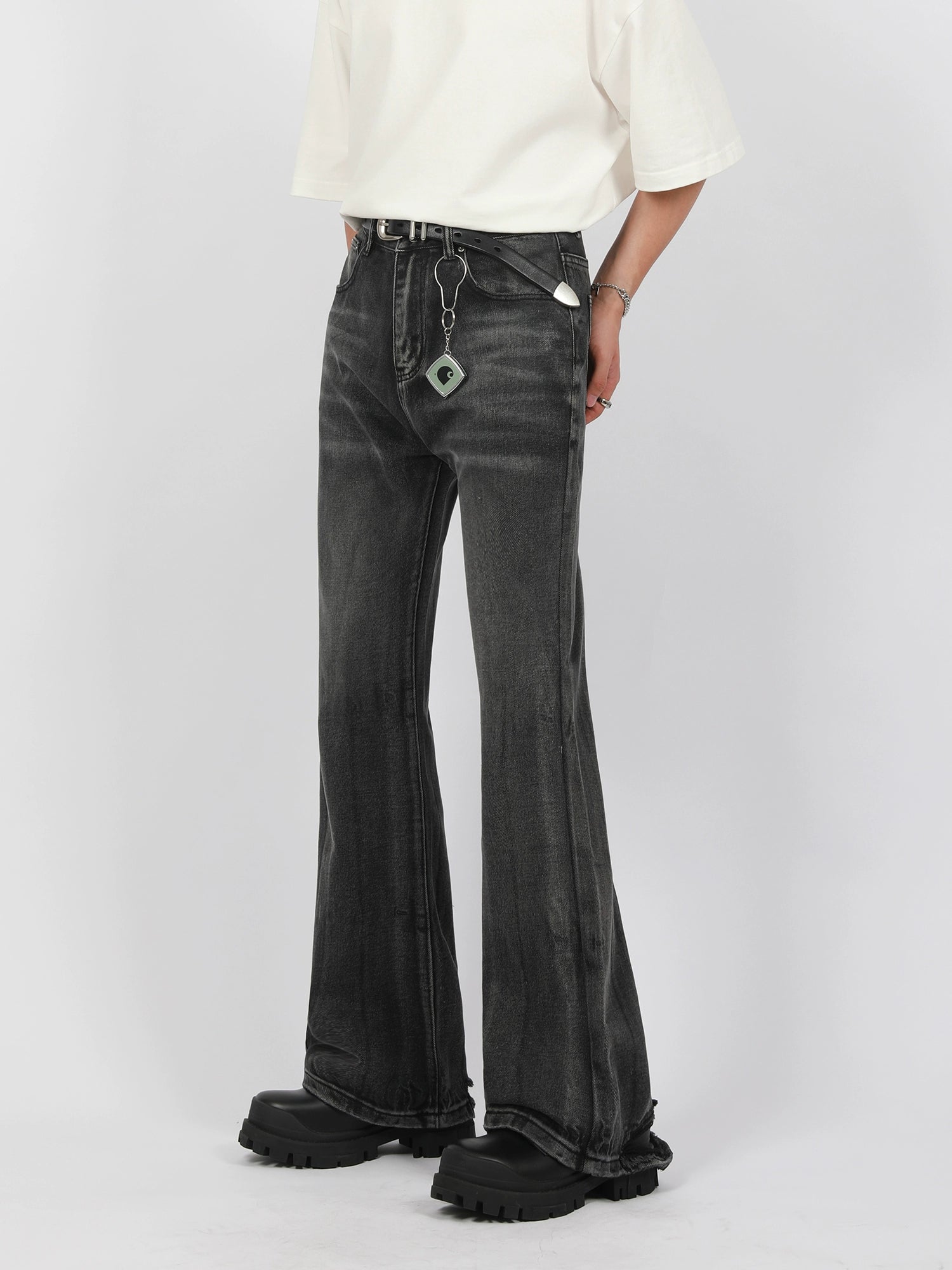 Faded Slim Fit Semi-Flare Denim Jeans