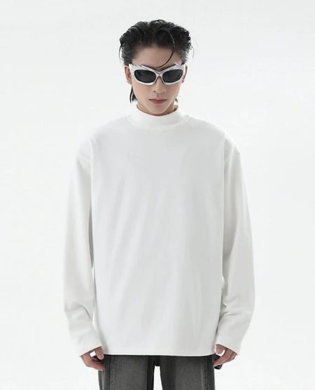 Boxy Mock-Neck Long Sleeve Sweatshirt
