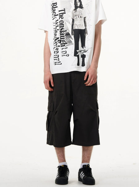 Cargo Pocket Knee-Length Capri Shorts - nightcity clothing