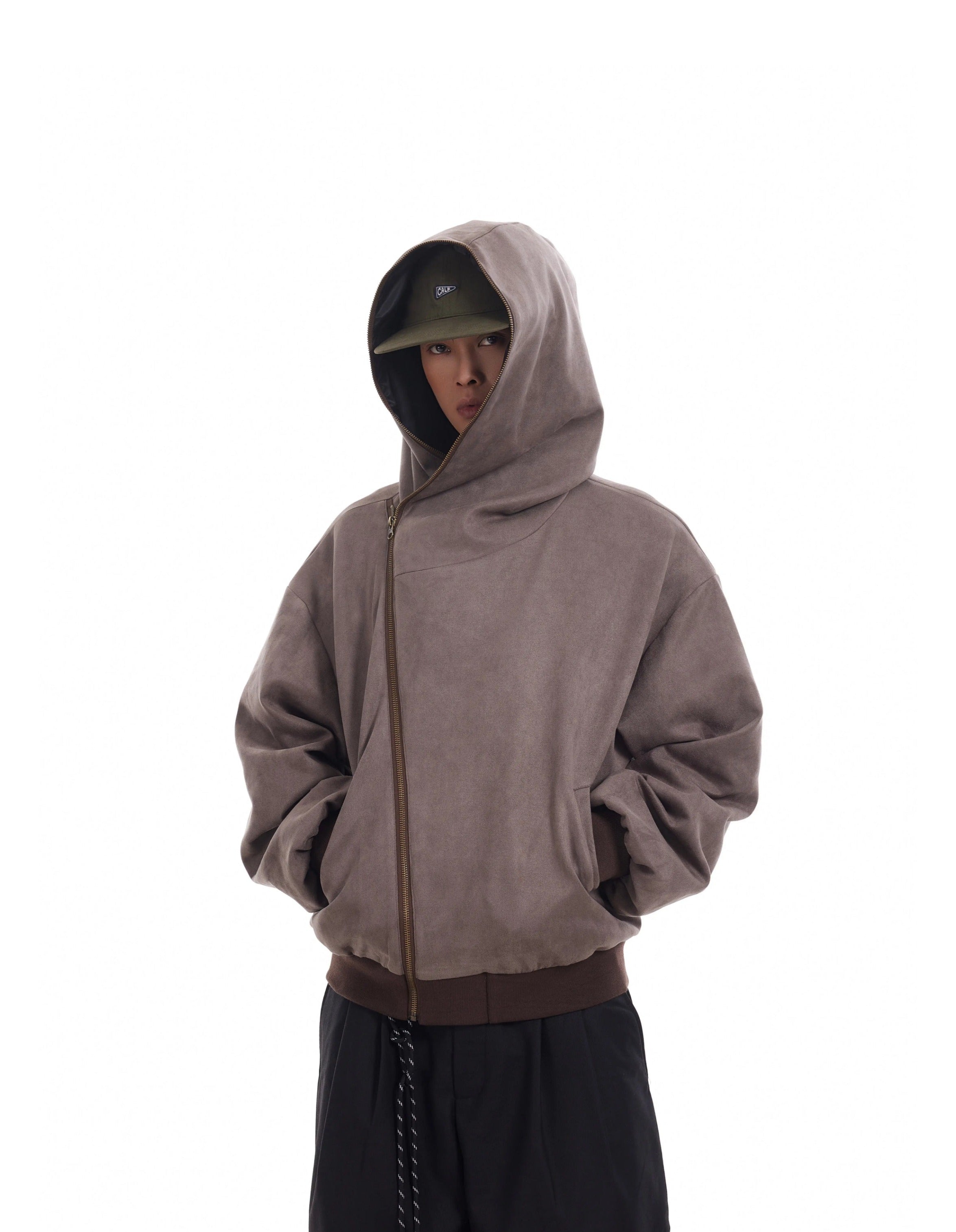 Oversized Asymmetric Zip-Through Hoodie Jacket