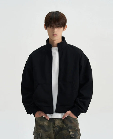 Mock Neck Drop Shoulder Zip Jacket - nightcity clothing