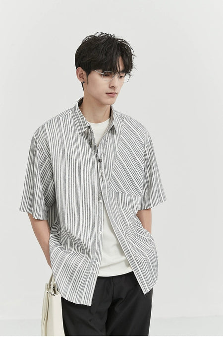 Vertical Stripe Short Sleeve Shirt