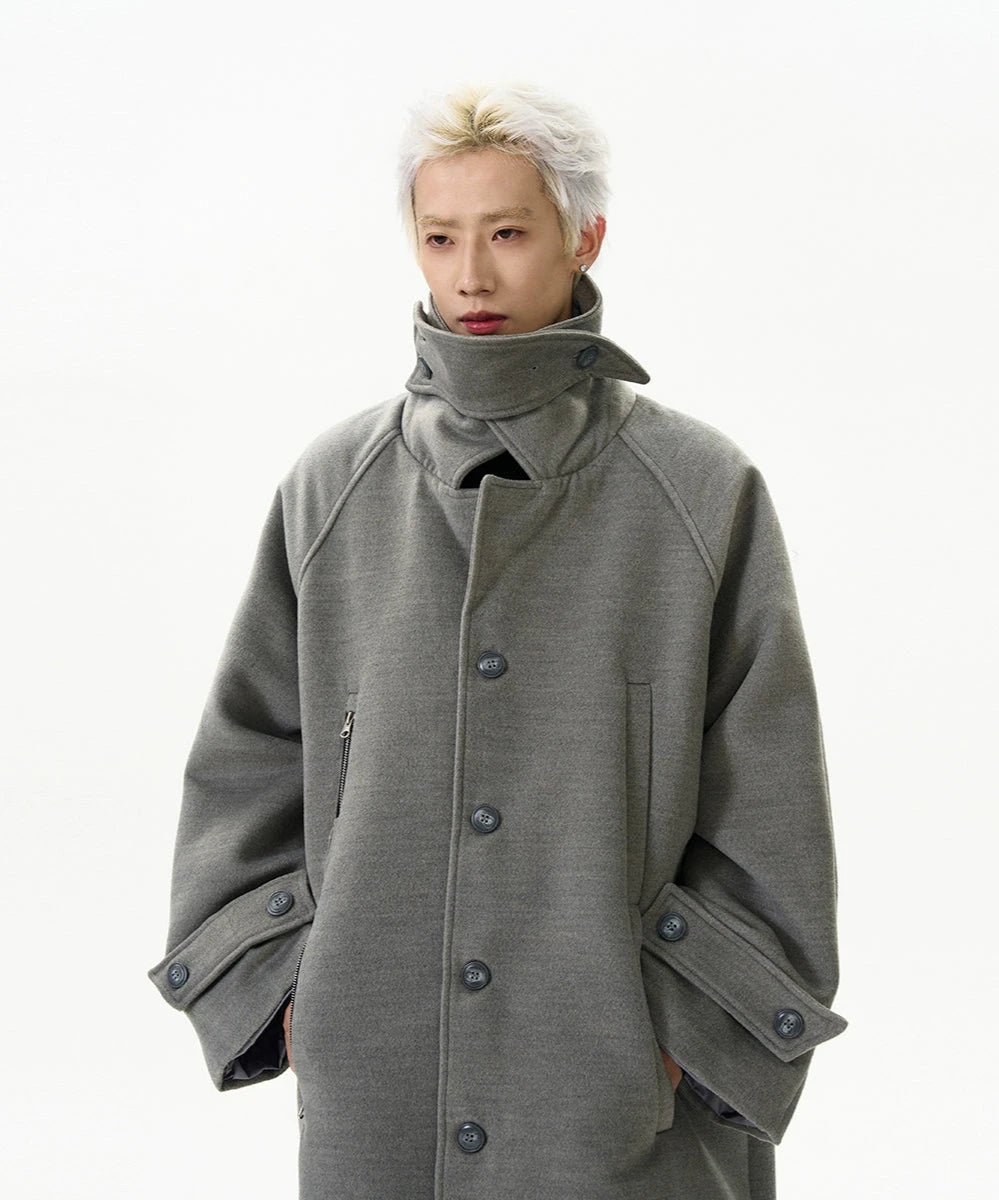 Oversized Panel-Layered Long Overcoat