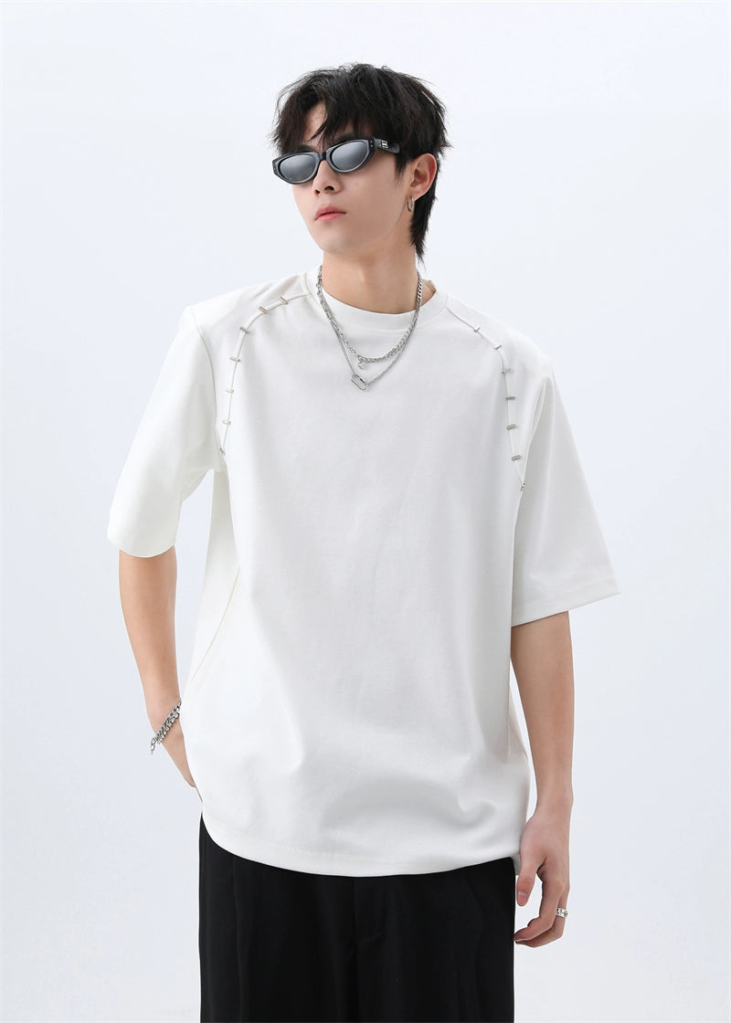 Oversized Crew Neck Tee with Shoulder Detail