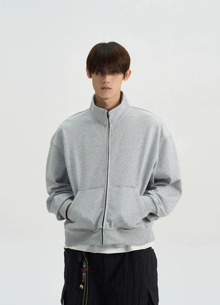 Mock Neck Drop Shoulder Zip Jacket - nightcity clothing