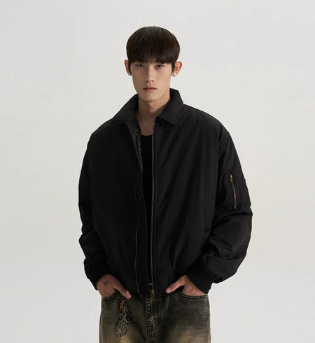 Harrington Bomber Jacket with Zip Sleeve Pocket