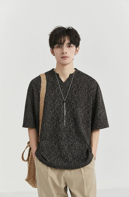 Textured V-Neck Half Sleeve Top