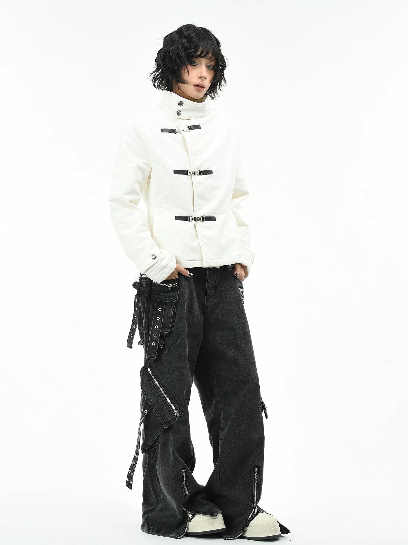 Overlap Metal Buckle Military Fencing Jacket - nightcity clothing