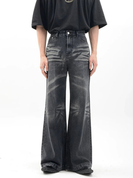 Vintage Acid Crease-Effect Straight-Leg Denim Jeans