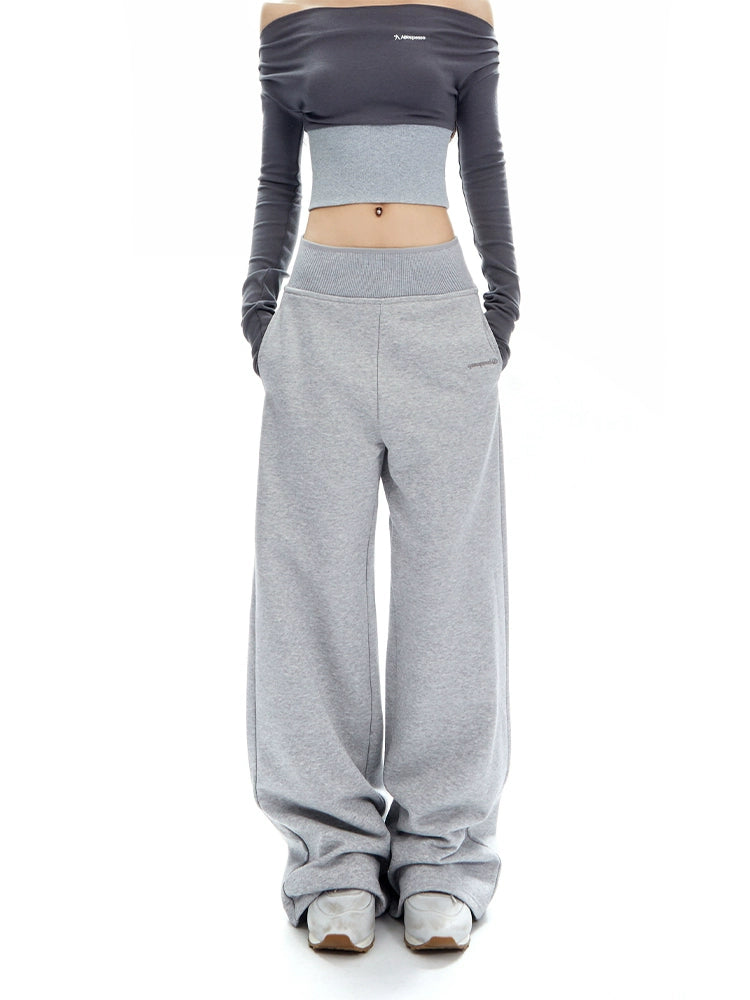 Wide-Leg Elastic High-Waistband Joggers