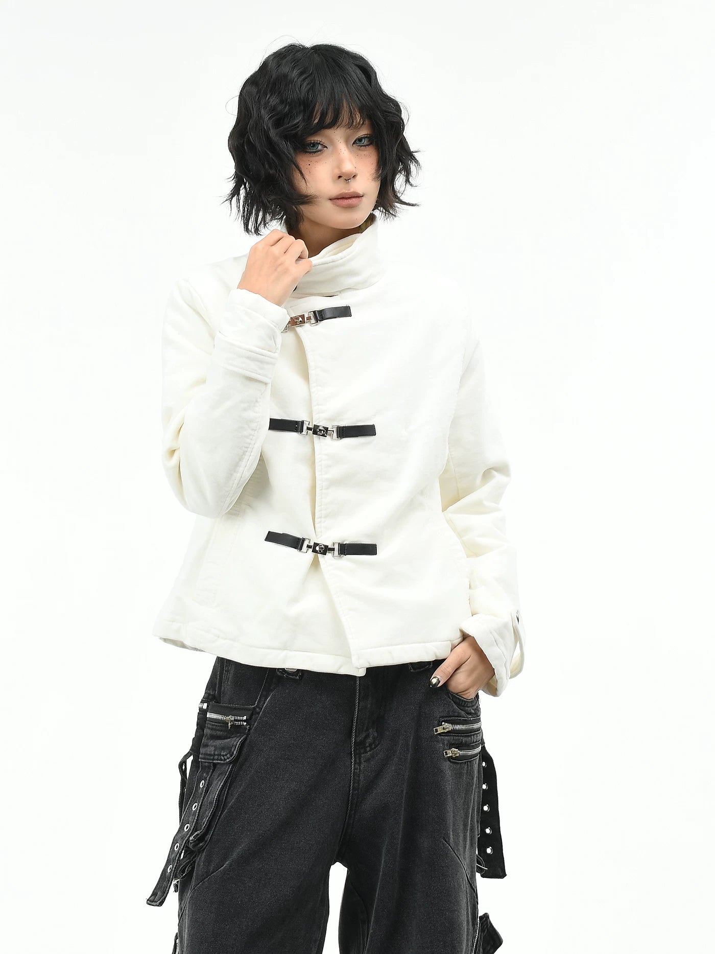 Overlap Metal Buckle Military Fencing Jacket - nightcity clothing