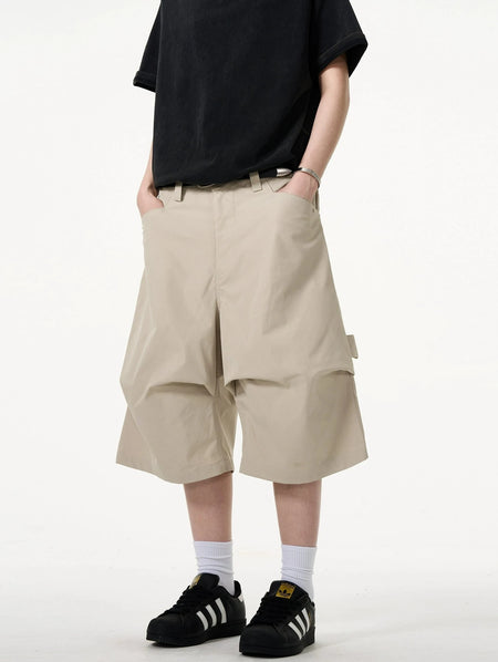 Wide-Leg Utility Knee-Length Capri Shorts - nightcity clothing