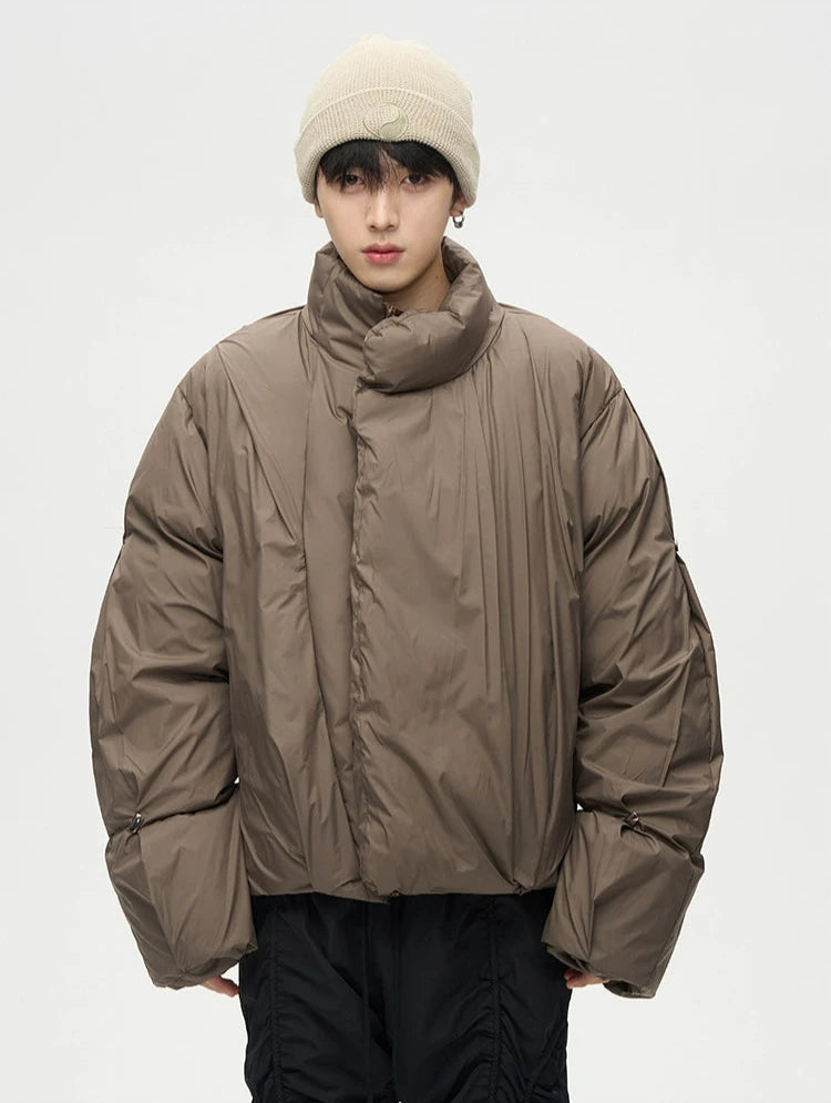 Asymmetric Stand Collar Oversized Puffer Jacket