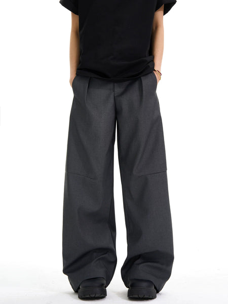 Wide Leg Pleated Trousers with Structured Waistband