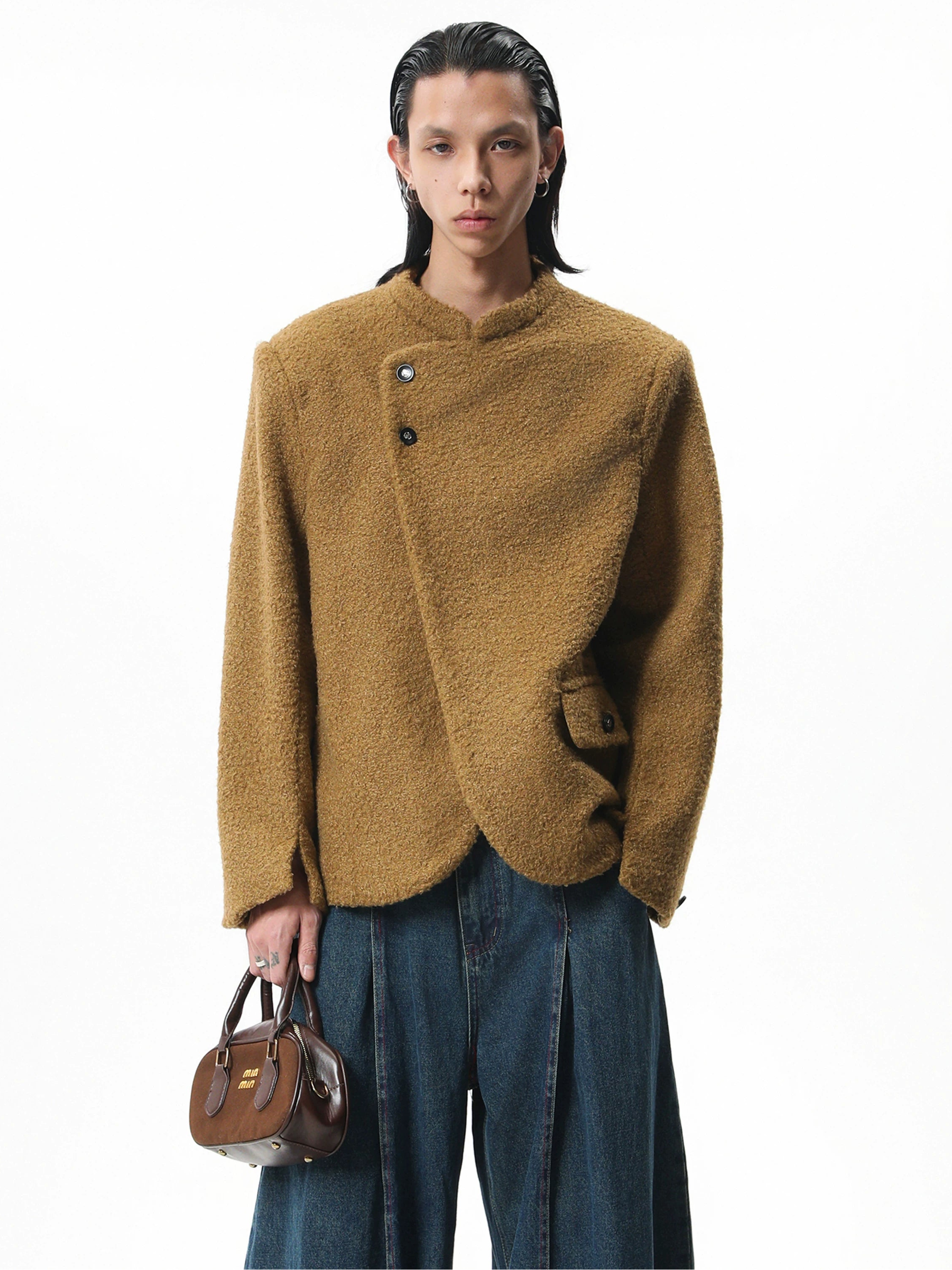 Boxy Asymmetric Wool-Blend Bouclé Jacket