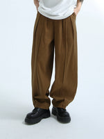 Texture-Print Wide-Leg Pleated Pants - nightcity clothing