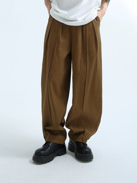 Texture-Print Wide-Leg Pleated Pants - nightcity clothing