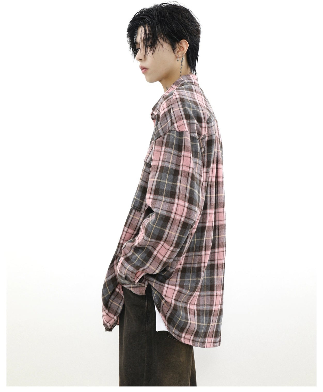 Oversized Plaid Flannel Shirt with Chest Pockets