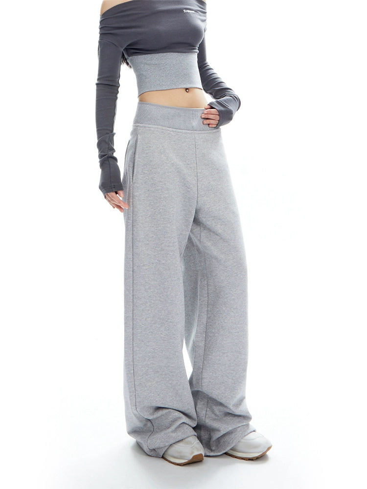 Wide-Leg Elastic High-Waistband Joggers