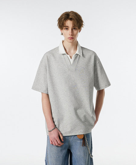 Contrast Collar Short Sleeve Polo Shirt - nightcity clothing