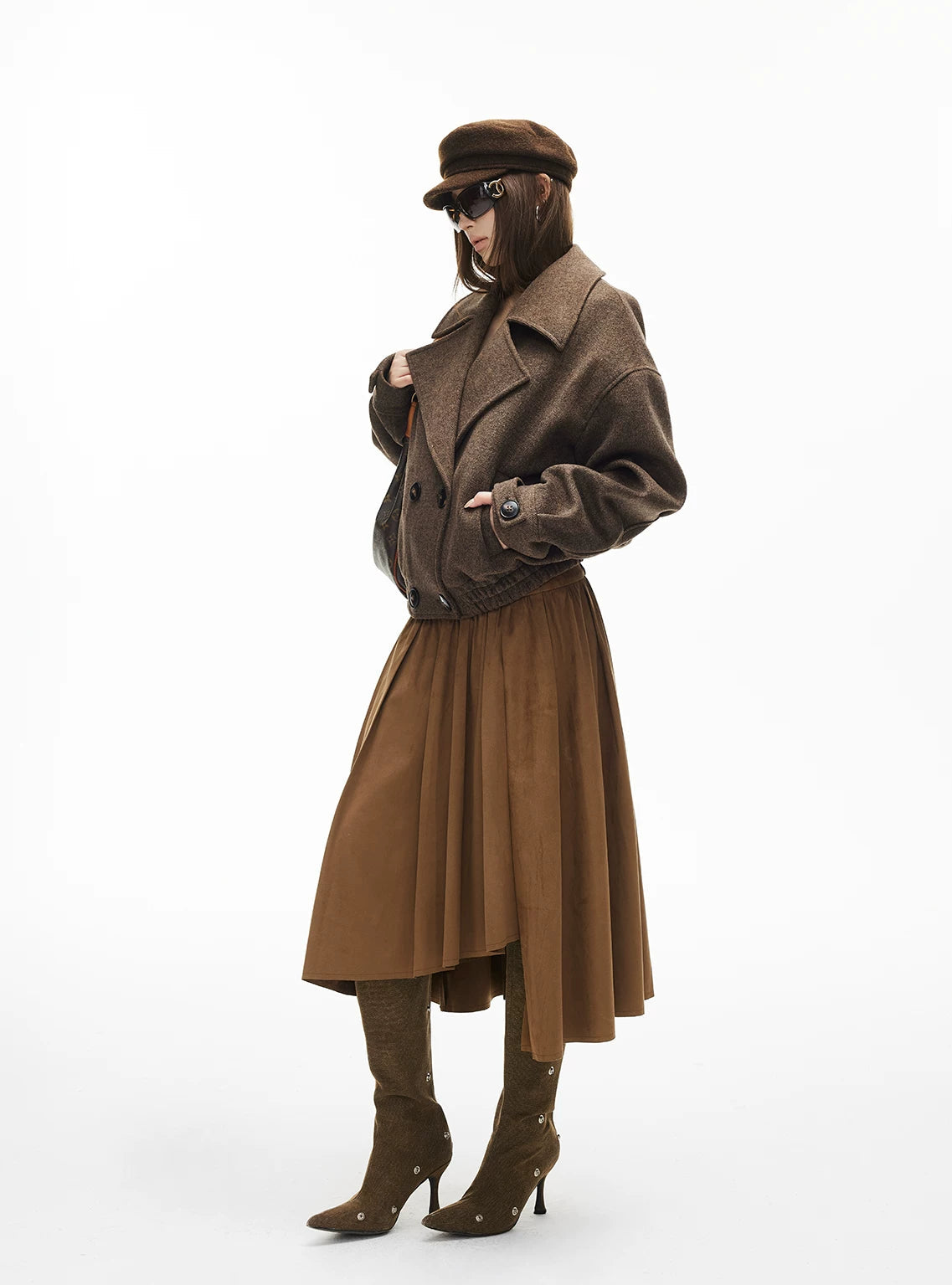 Herringbone Wide Lapel Double Breasted Jacket - nightcity clothing