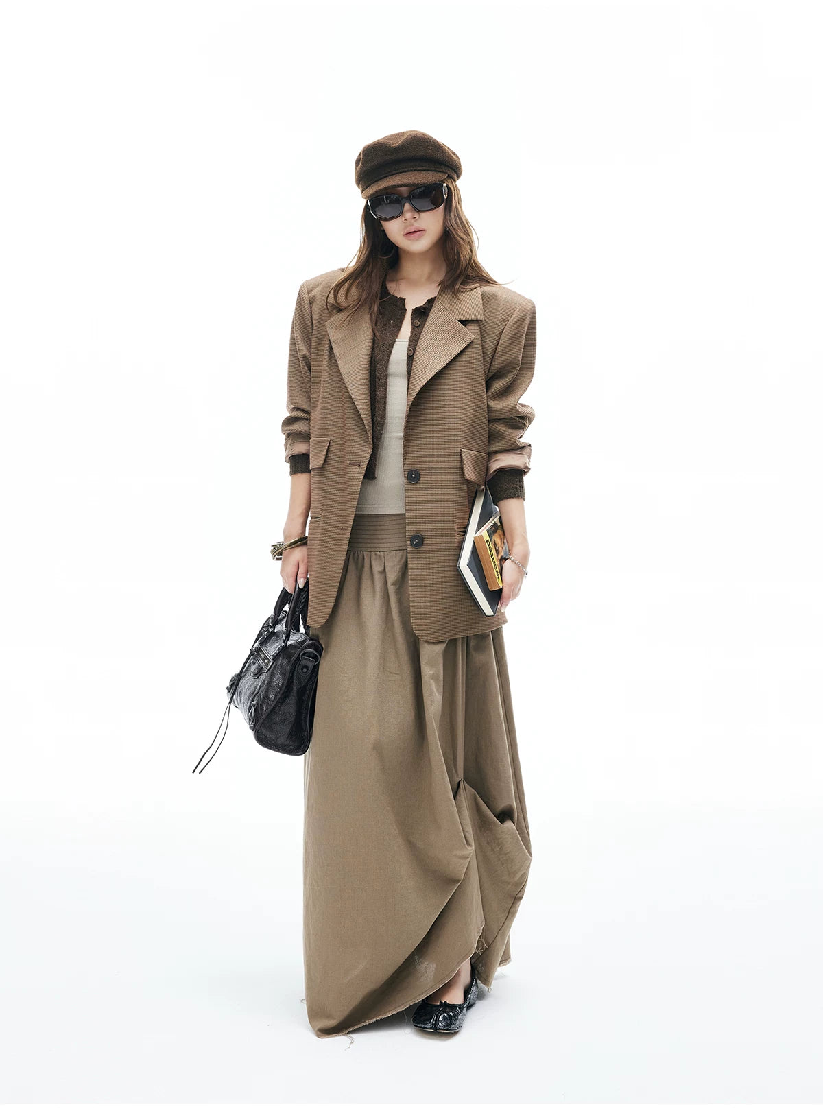 Houndstooth Pattern Wide Lapel Single Breasted Blazer - nightcity clothing