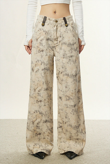 Snake Print Mid Waist Wide Leg Pants