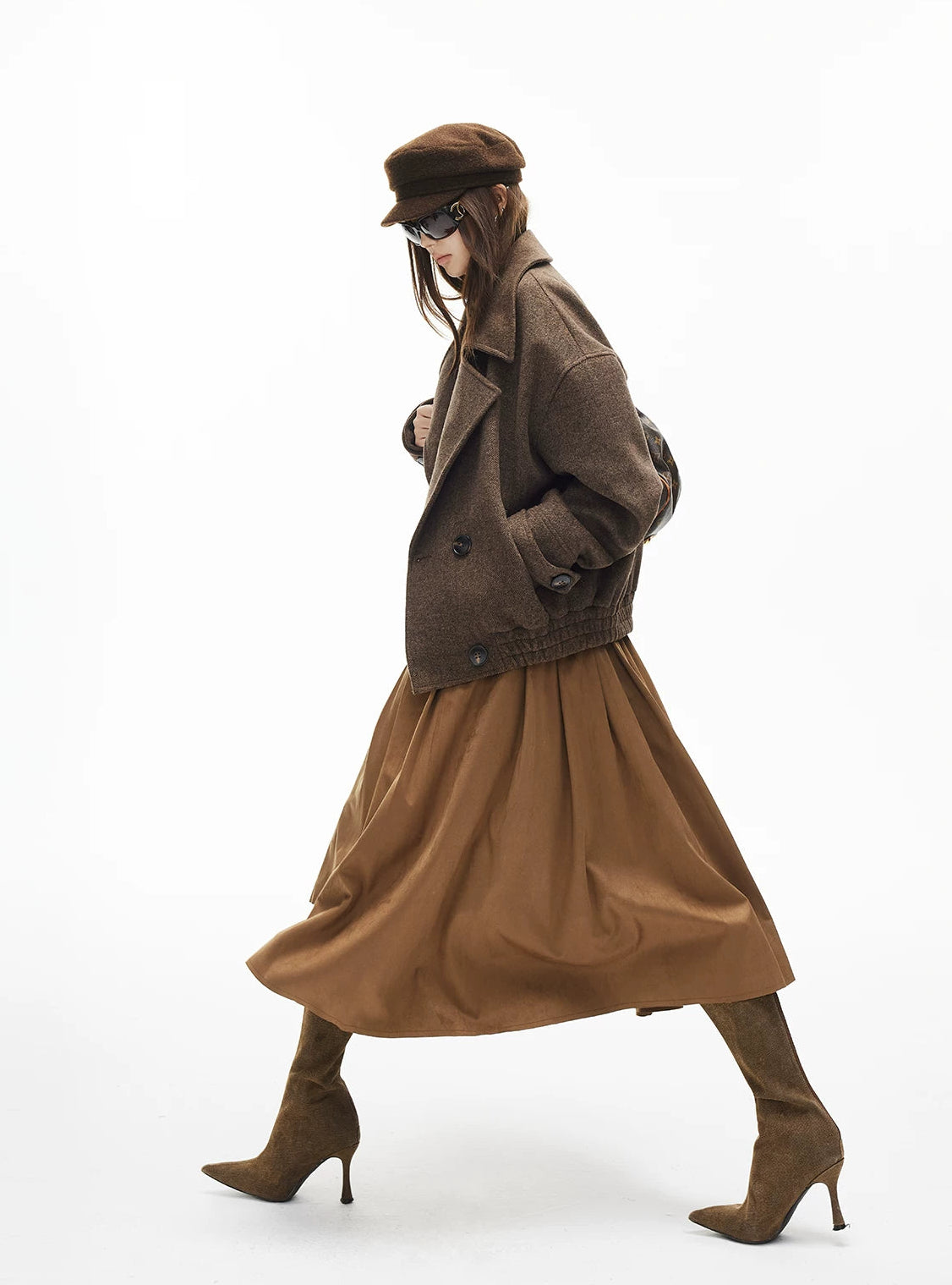 Herringbone Wide Lapel Double Breasted Jacket - nightcity clothing