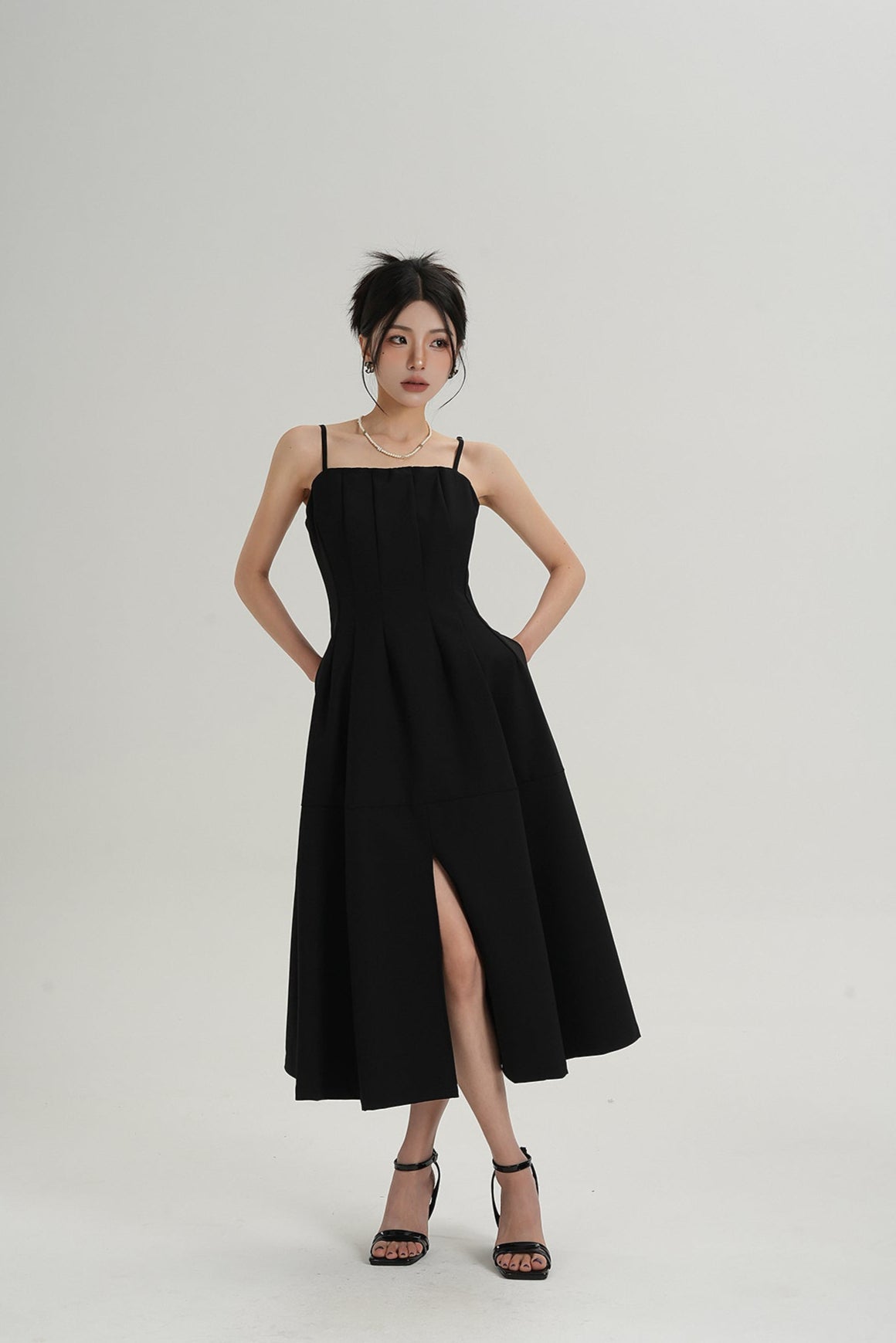 spaghetti strap midi dress Smocked Spaghetti Strap Midi Dress White / S it can be worn braless and has removable pads Blue Hydrangea Spaghetti Strap Midi