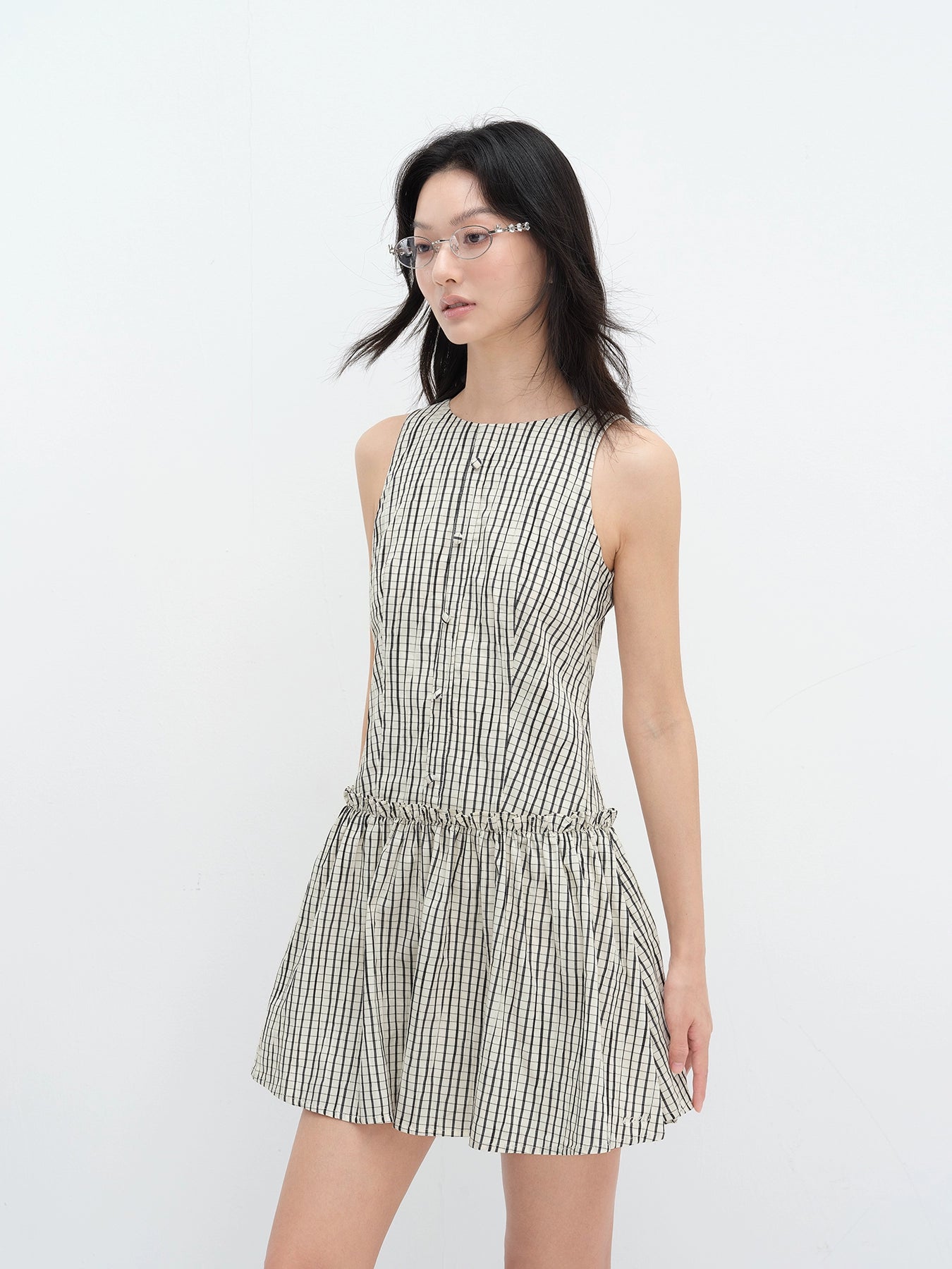 Sleeveless Drop Waist Stripe Mini Dress