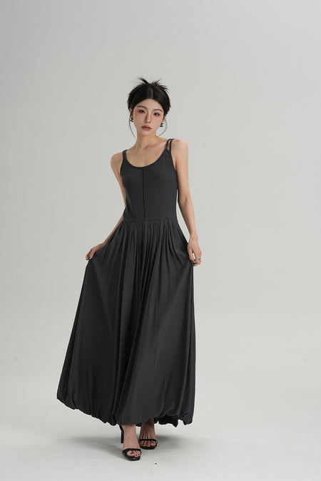Sleeveless Double Strap Maxi Balloon Dress - nightcity clothing