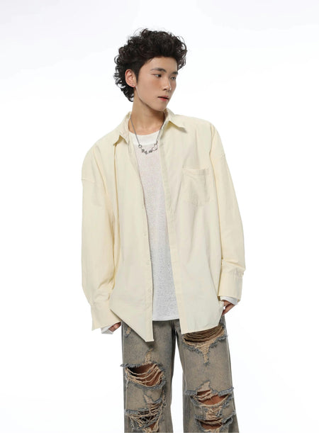 Oversized Casual Lightweight Button-Up Shirt