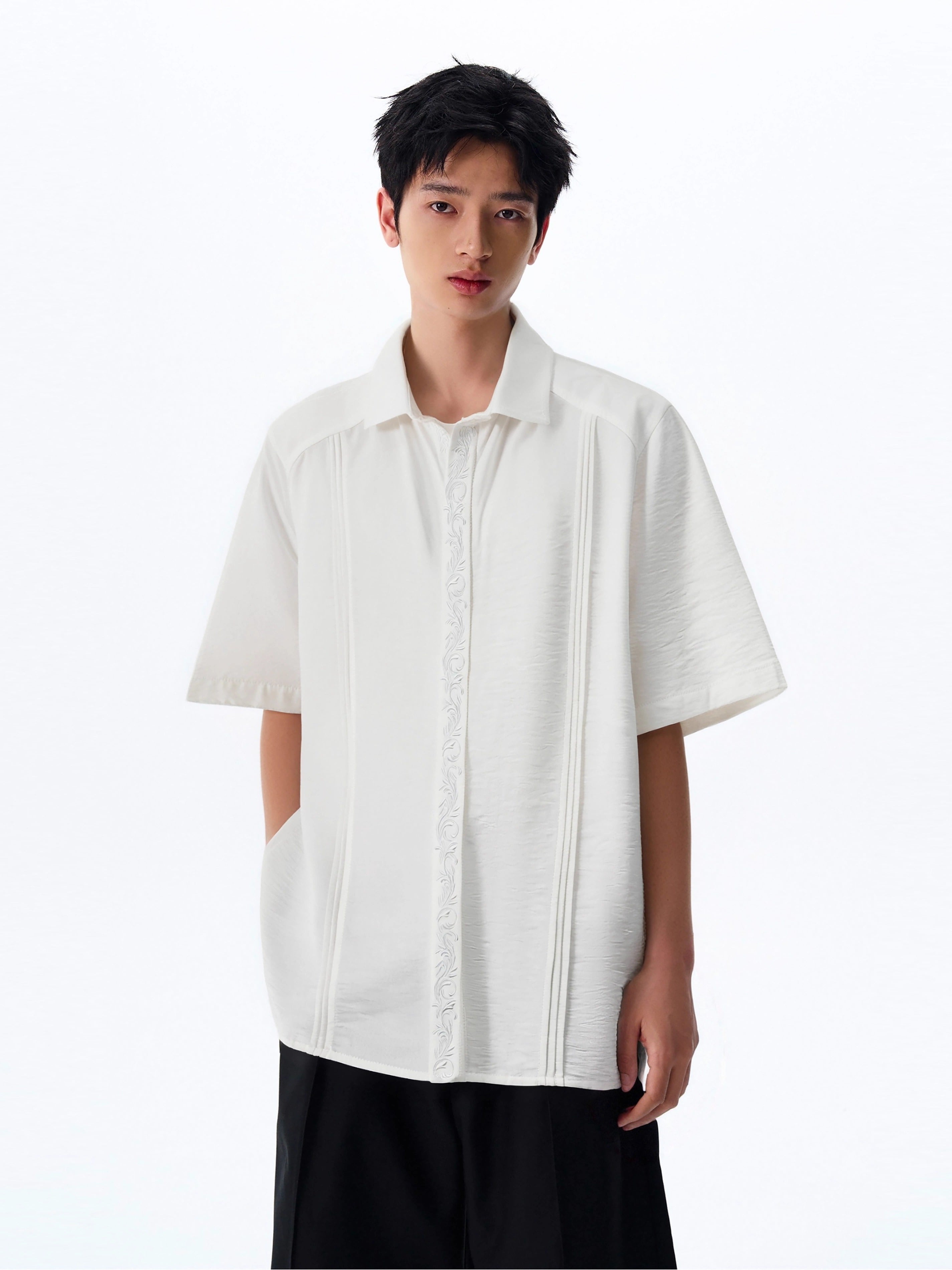 Short Sleeve Embroidered Button-Up Shirt