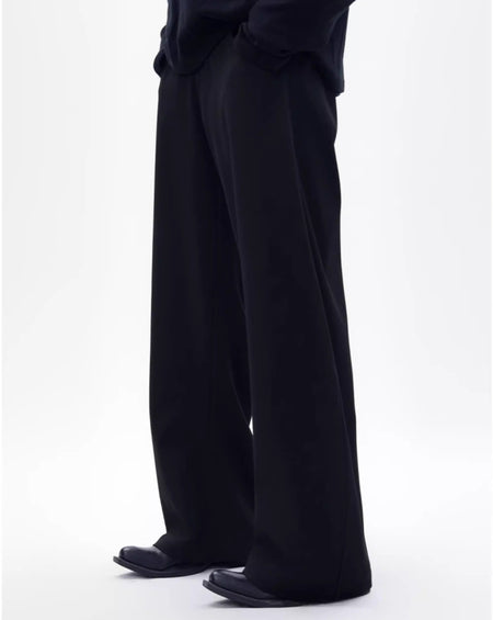 Wide Leg Tailored Trousers with Draped Silhouette - nightcity clothing