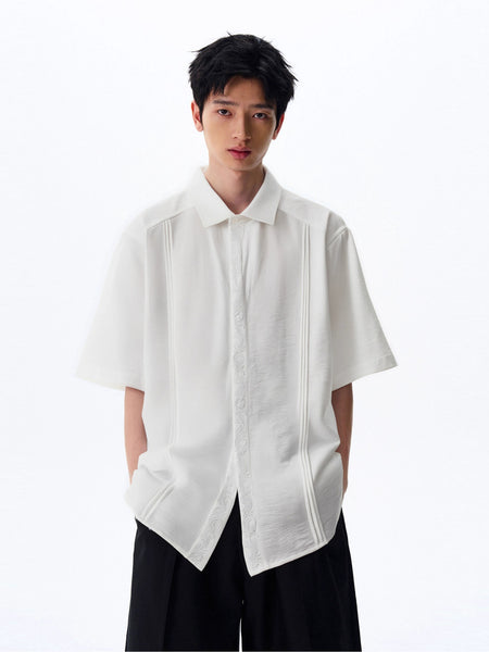Short Sleeve Embroidered Button-Up Shirt - nightcity clothing