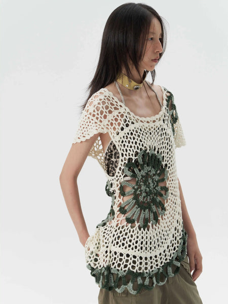 Open Knit Spiral Crochet Top