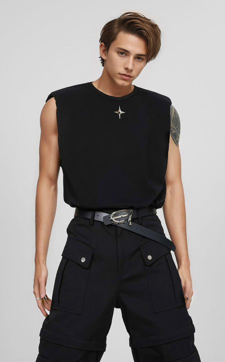 Star Pattern Print Sleeveless Top