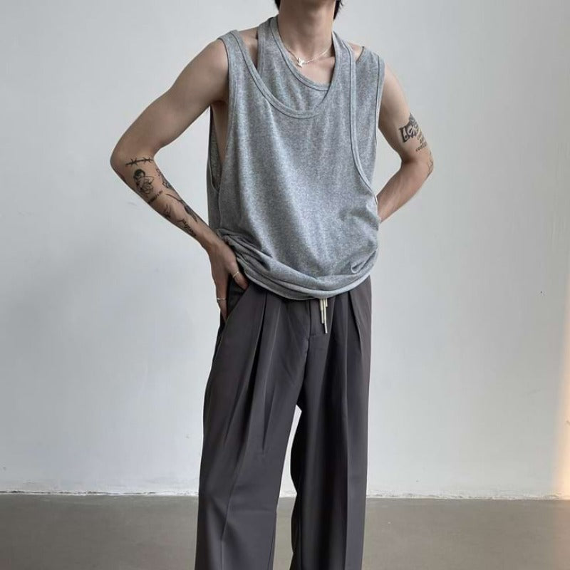 Asymmetric Mock-Layered Tank Top