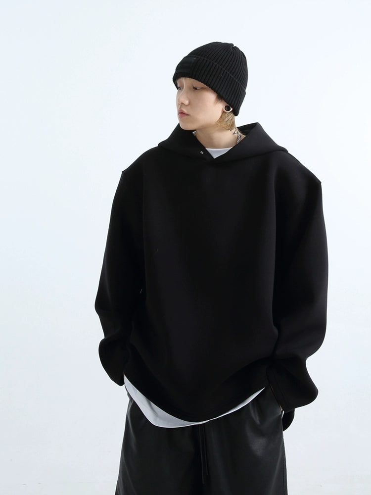 Oversized Button No String Pullover Hoodie