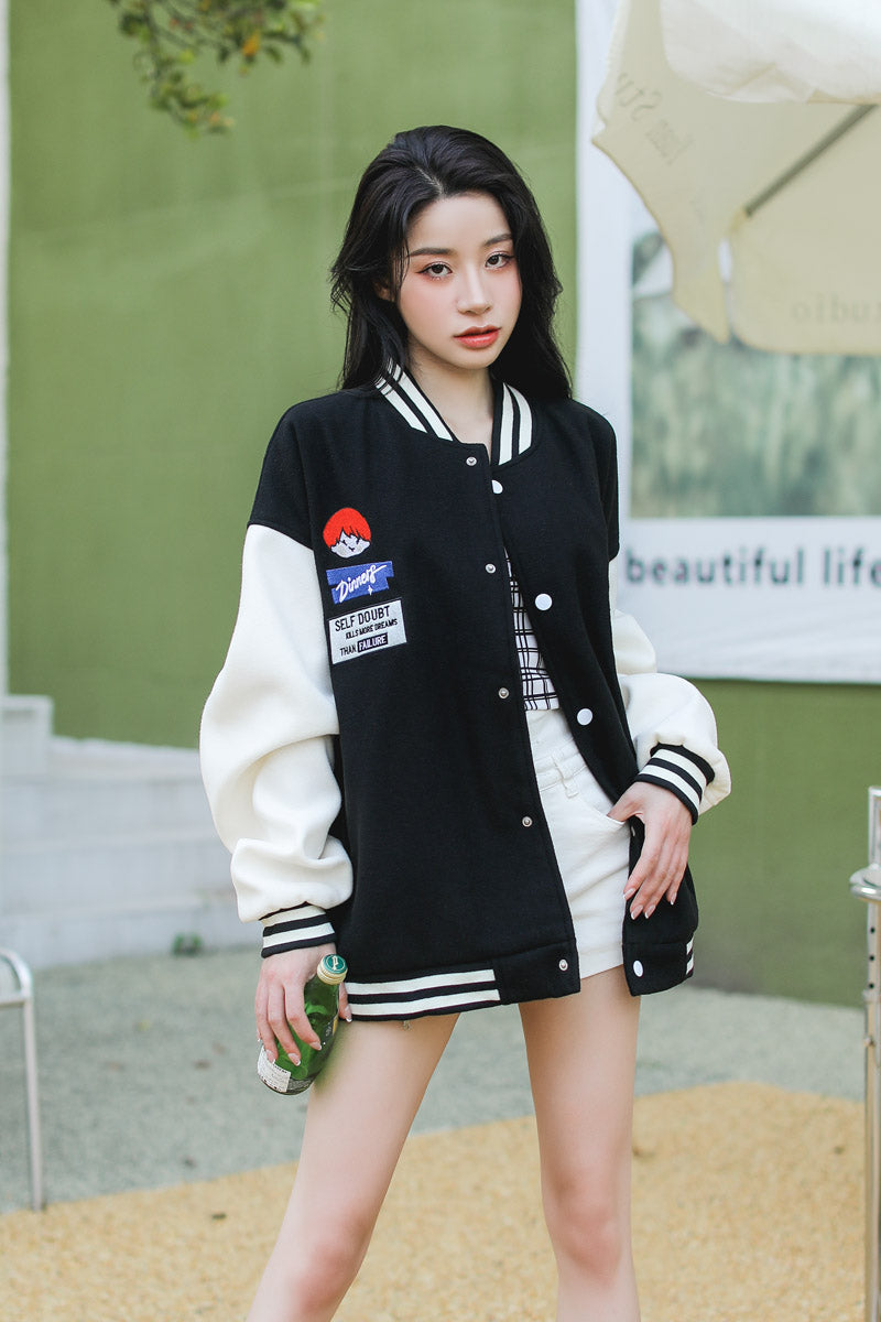 Oversized Vintage Graphic Baseball Jacket - nightcity clothing