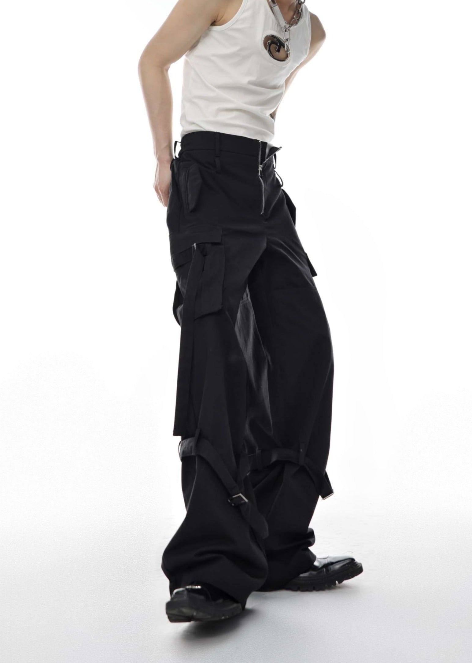 Wide Leg Raver Strap Pants