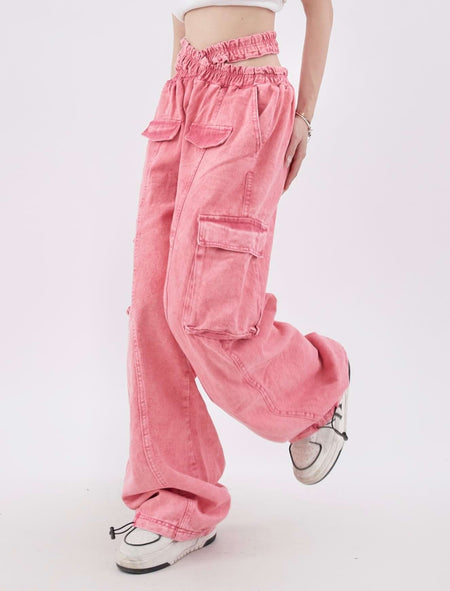 Criss-cross Waist Cargo Pants - nightcity clothing